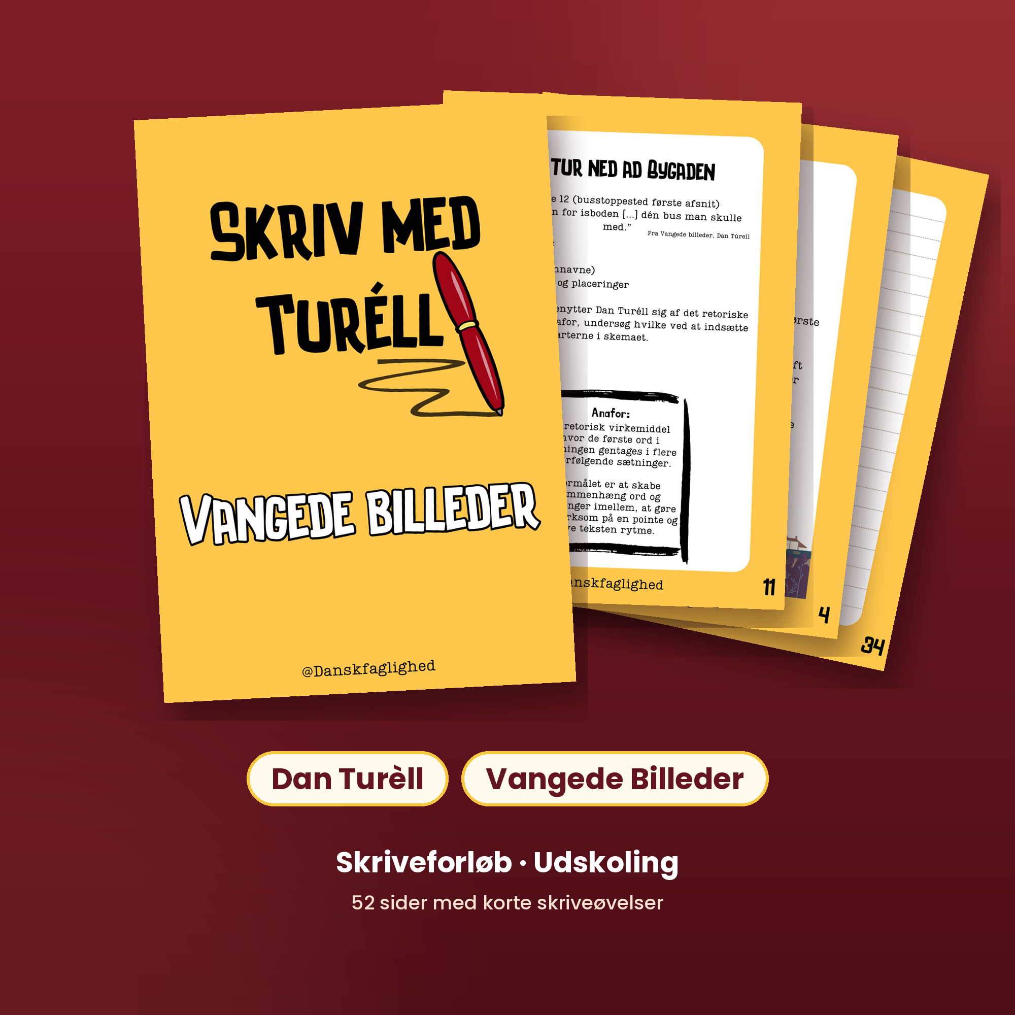 Forside til Skriv med Turèll – skriveforløb til udskolingen om Dan Turèlls Vangede Billeder fra Danskfaglighed