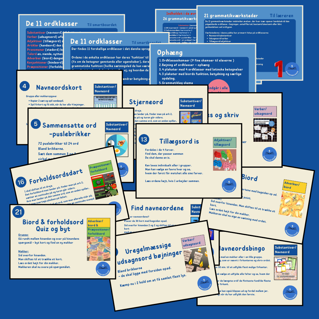 Grammatikpakke 1 - 21 grammatikværksteder omhandlende 7 ordklasser - Billede 2