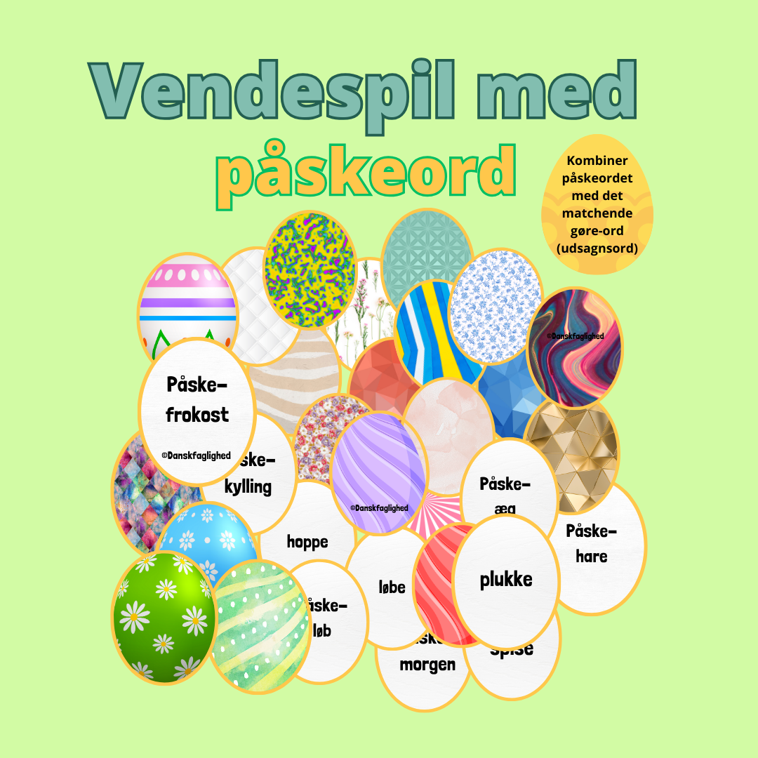 Påskeopgave til dansk – vendespil med påskeord (indskoling) - Billede 3