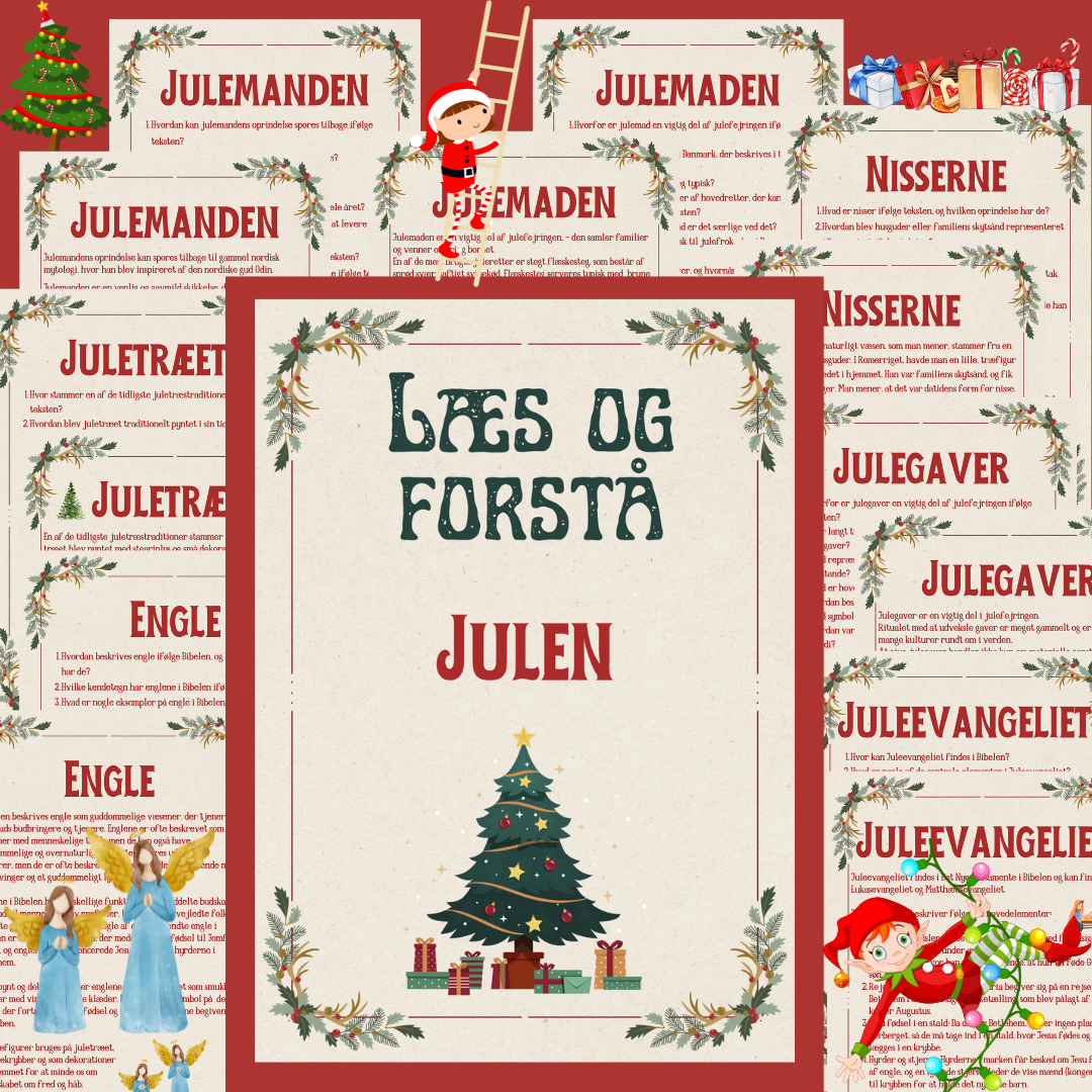 Læs og forstå – Julen ? Fem ark med læsning og tilhørende spørgsmål