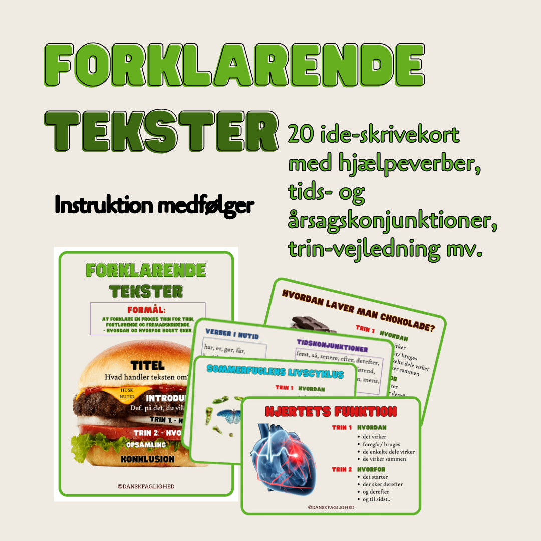 Forklarende tekstkort med opskrift
