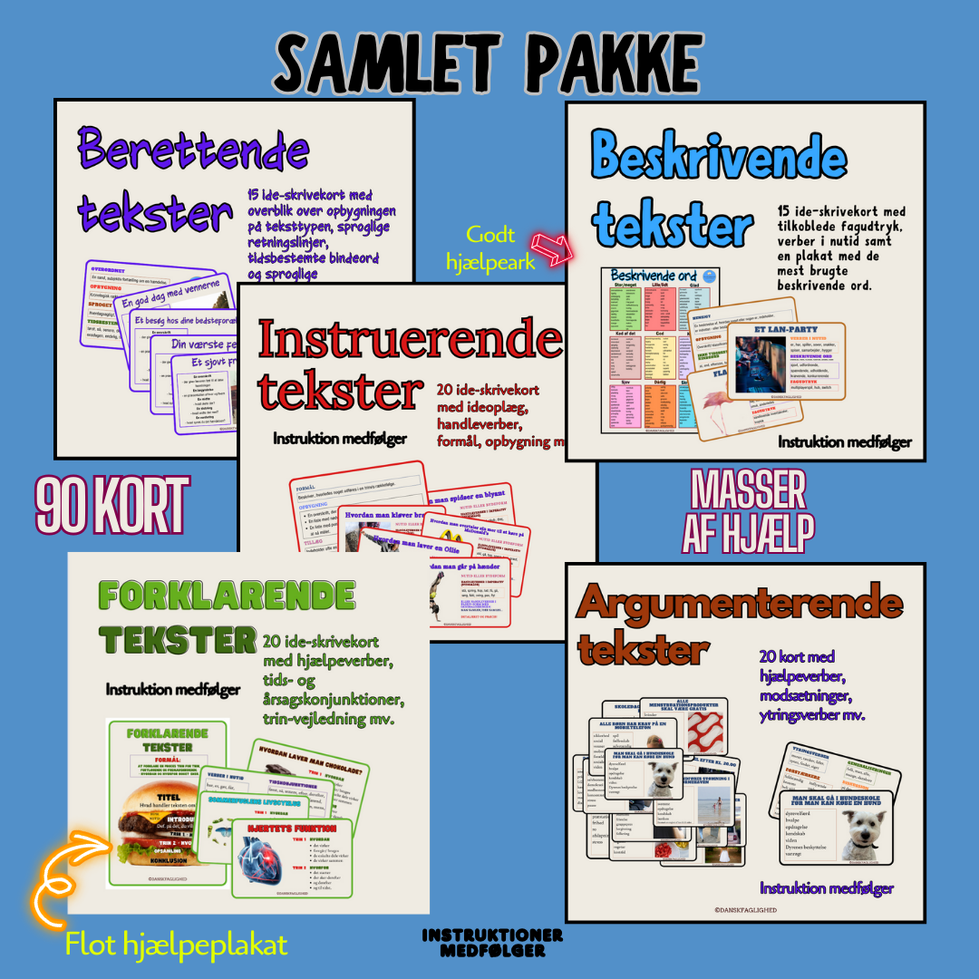 Samlet pakke 'Tekstkort med opskrift'