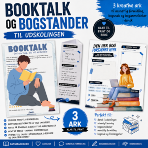 Booktalk og bogstander til udskolingen med kreative aktiviteter til bogsnak og mundtlig formidling i dansk