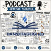 Grafiske podcastplakater til danskundervisning med oversigter over podcastgenrer, podcastopbygning og produktion af podcast