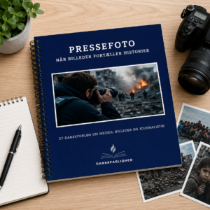 Elev arbejder med pressefoto og journalistik i danskforløb om medier, billeder og visuel analyse.