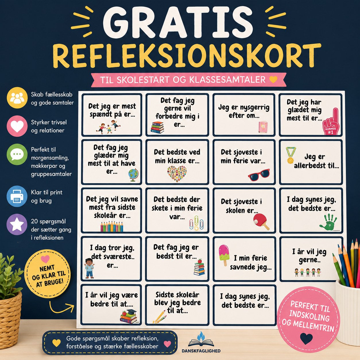Gratis refleksionskort til skolestart og klassesamtaler