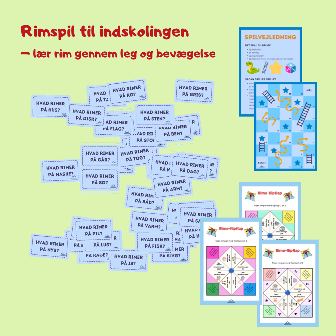 Rimspil til indskolingen med Rime-flipflap og Slanger og stiger med rim til træning af fonologisk opmærksomhed og sproglyde ?
