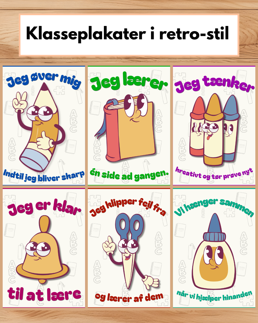 Retro Growth Mindset-plakater – 6 plakater til klasselokalet