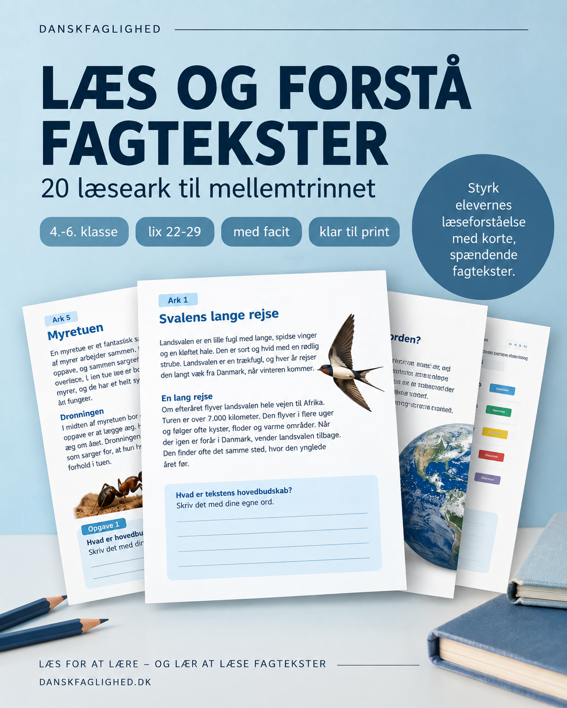 Læs og forstå fagtekster – læseforståelsesopgaver til mellemtrinnet