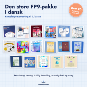 Den store FP9-pakke i dansk – over 20 hæfter og materialer til prøvetræning i 9. klasse: retskrivning, læsning, skriftlig fremstilling, mundtlig dansk, sprog og ordforrådsspil