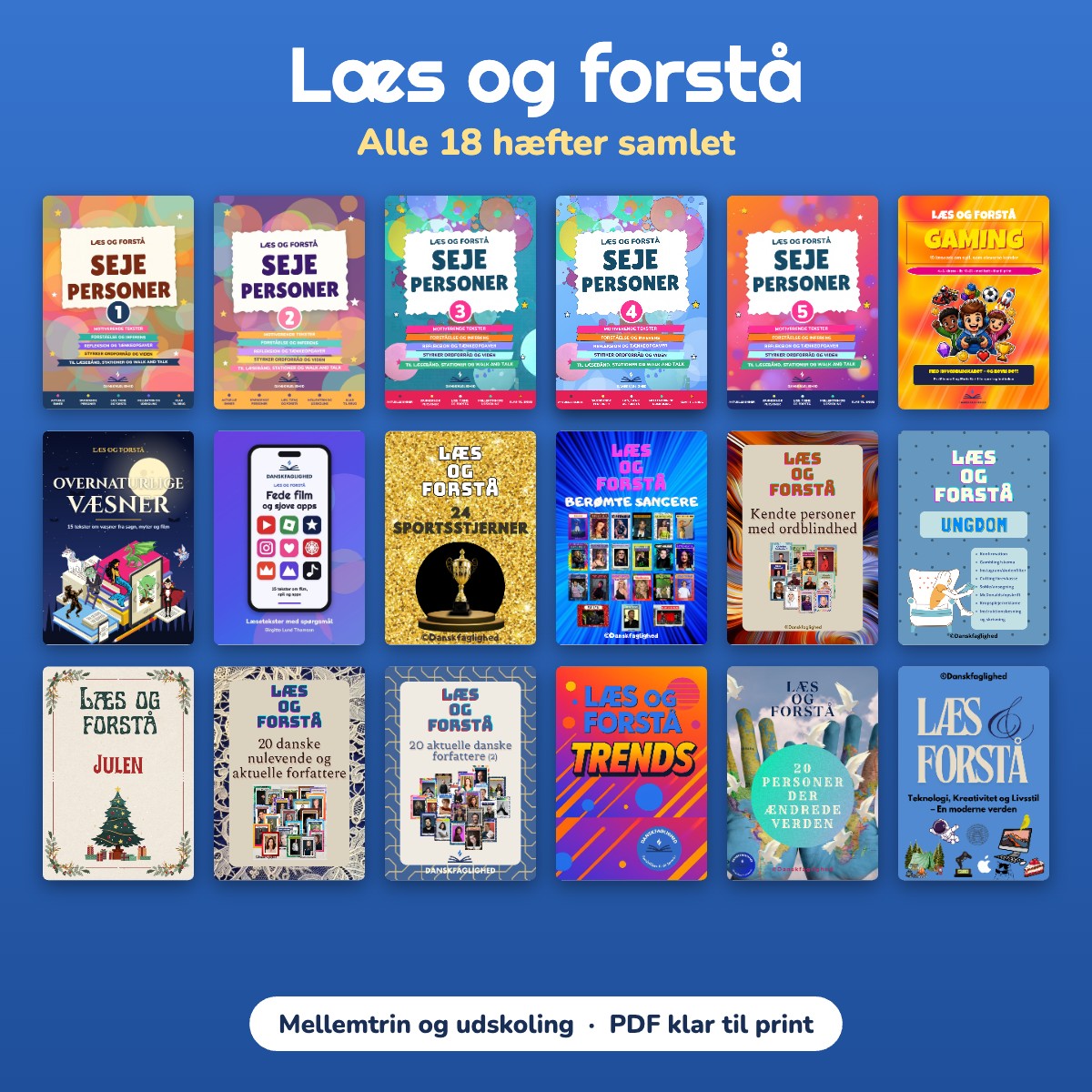 Læs og forstå – alle 18 hæfter med læsetekster samlet