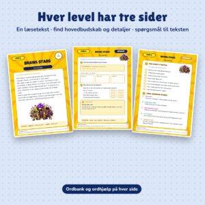 Læs og forstå Gaming – hver level har læsetekst, opgaver og spørgsmål