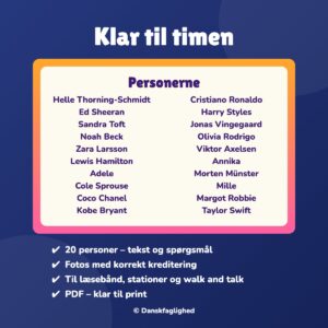 Indholdet i Læs og forstå – Seje personer 2: 20 personer