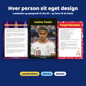Eksempler på sider fra Seje personer 4 med læsetekst, spørgsmål og foto