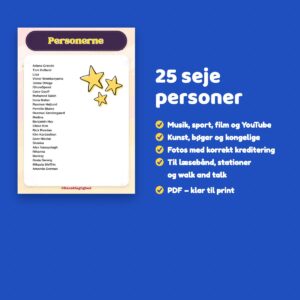 Oversigt over de 25 personer i Seje personer 5 – læseforståelse klar til print